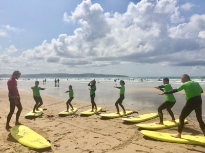 Surf lessons on our family English course