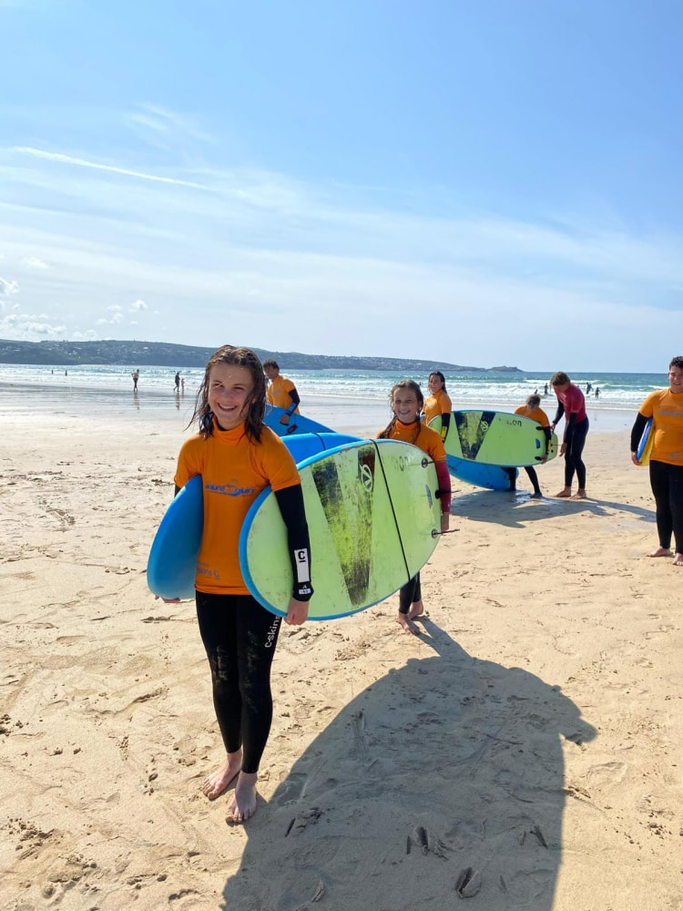 Fun surfing lesson at Gwithian